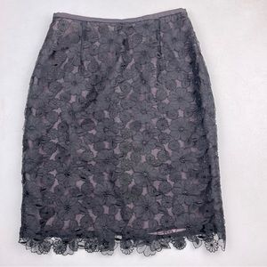 Black Floral Lace Overlay Pencil Straight Skirt